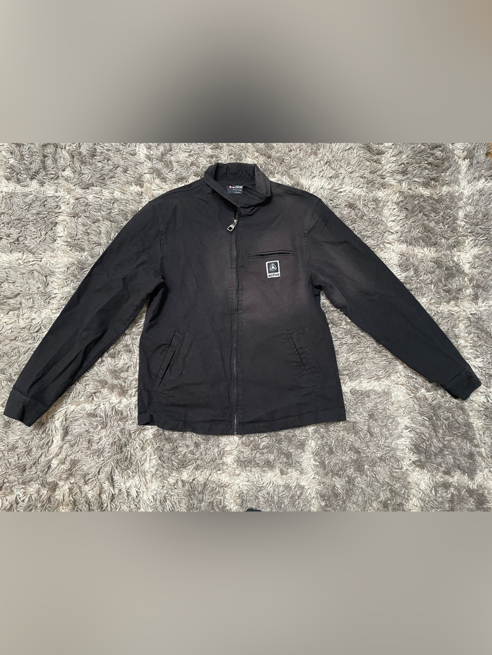 Active Ride Shop Black Full Zip Cotton Spandex Jacket Size Medium